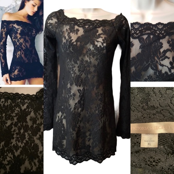 Victoria's Secret Other - VICTORIA SECRET BLACK LACE MINI  DRESS SIZE XL